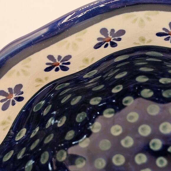 Unique Polish Pottery Fruit Bowl with Artist Initials - Grapes Motif - Picture 9 of 9